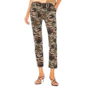 Nili Lotan Jenna Pant Coyote Brown Camouflage Slim Fit Raw Hem Size 0